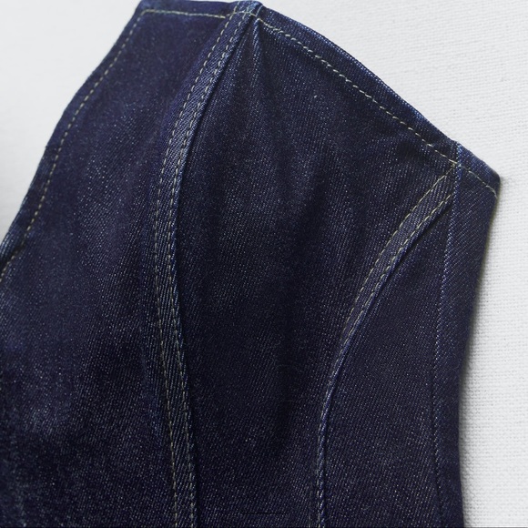 ZARA ZW SPLIT DENIM CORSET - Picture 8 of 9
